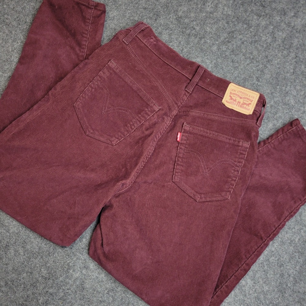 Levis Jeans Womens 28 Red Corduroy High Waisted Stretch Mom Straight Leg Y2K